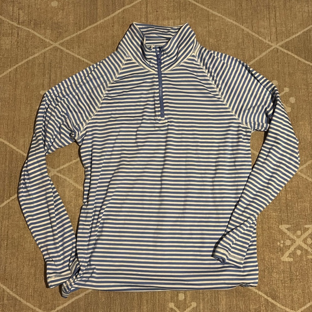 HOLD Crewcuts super soft 12-14 periwinkle striped quarter zip